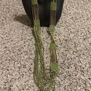 Elegant Green and Gold Beaded Necklace 8
